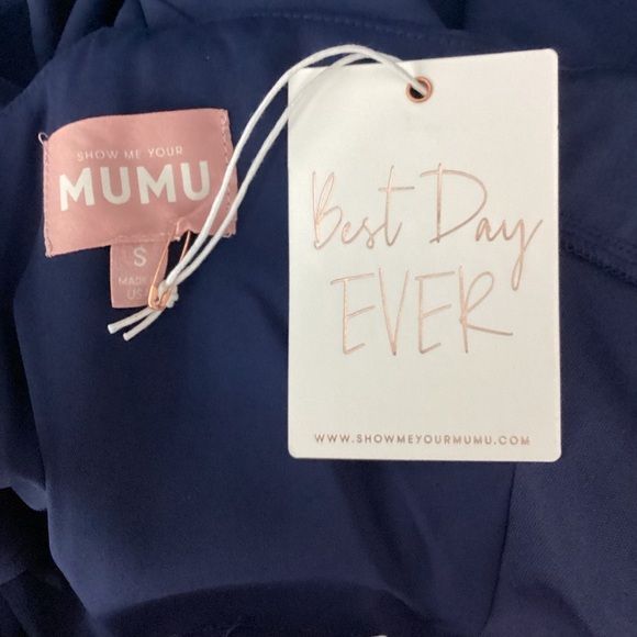 Show Me Your Mumu Lauren Tie Maxi Dress Navy Blue Small - Picture 8 of 9